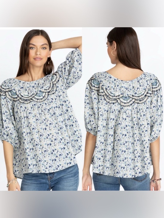 Johnny Was Tops - Johnny Was Tatiana Floral Embroidered Top Size Large $250